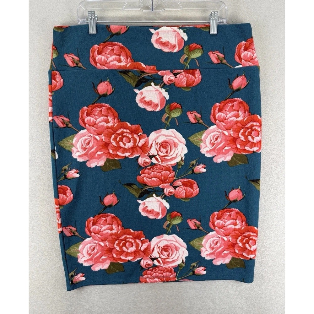 LuLaRoe‎ Women's Plus Sz 3XL Cassie Floral Business Stretch Casual Pencil Skirt - Picture 2 of 8